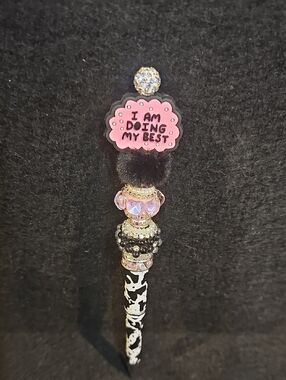 Pink "I Am Doing My Best" Beaded Pen